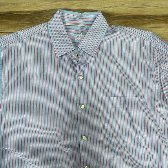 PETER MILLAR Seaside Collection Shirt Mens Large Pink Striped Long Sleeve Silk - Picture 2 of 8